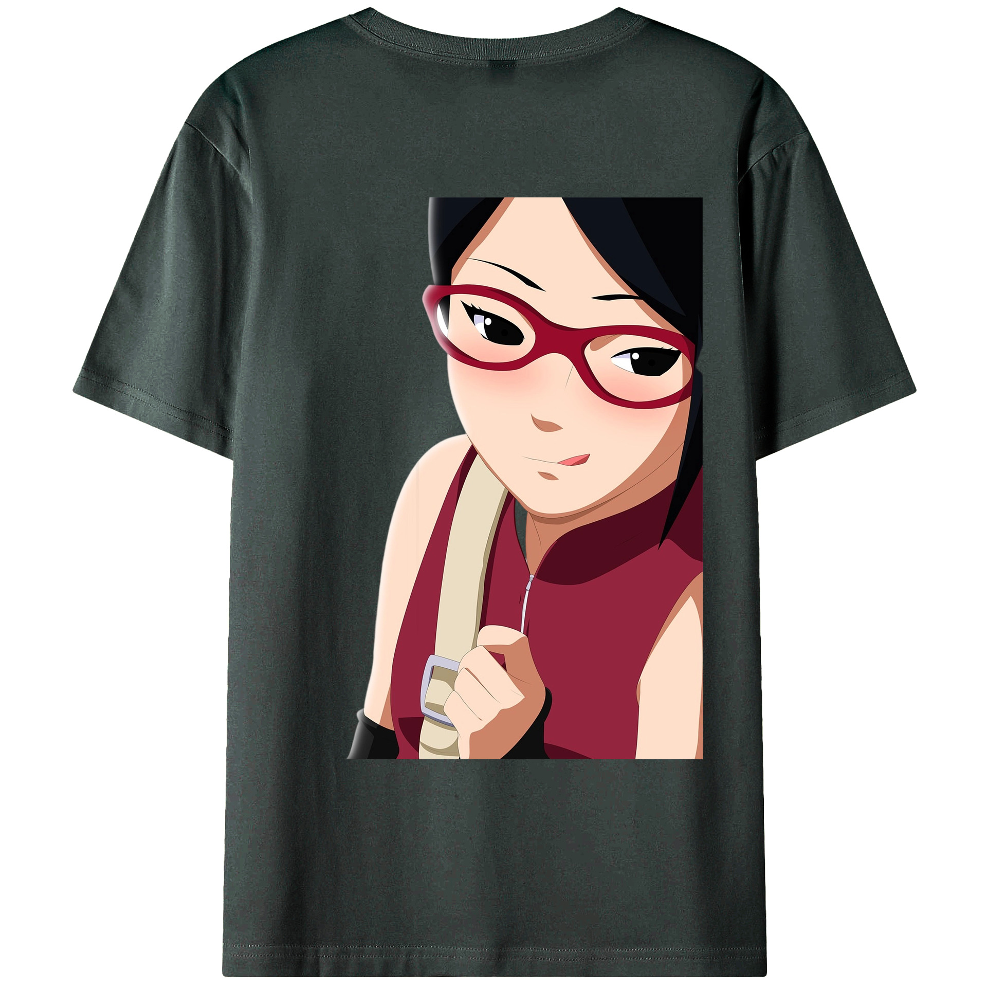 （画像用） NARUTO -ナルト- うちは サラダ Uchiha Sarada 綿100％ メンズ半袖Tシャツ（バックプリント） 通気性